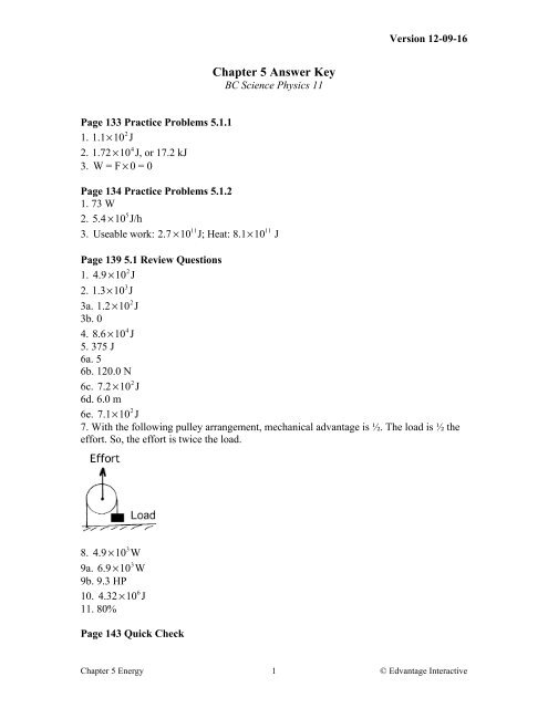 Chapter 5 Answer Key Bc Science Physics 11