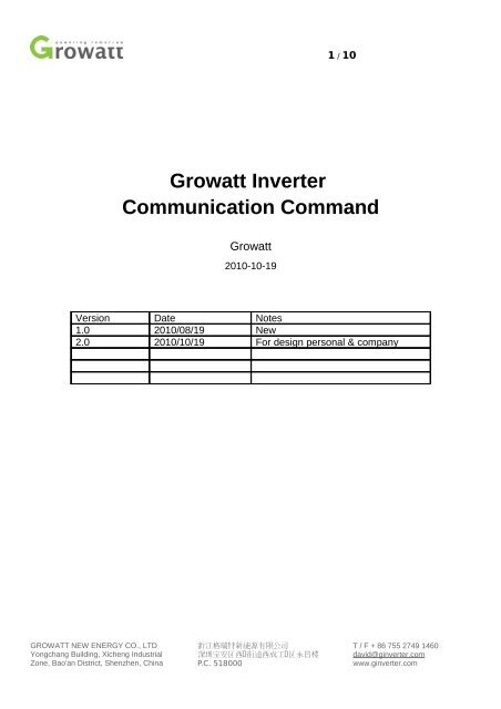 Growatt Inverter Communication Command - snafu.priv.at