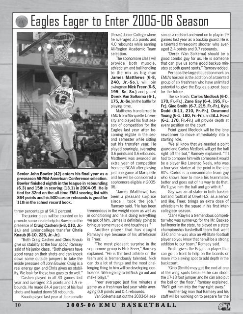 EMU Basketball Media Guide • 2005-06 - Eastern Michigan Eagles ...
