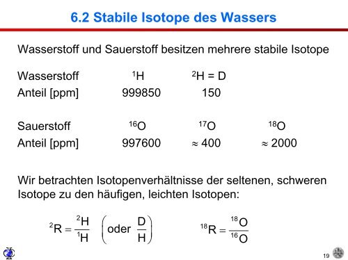 Isotope und Klima - Institut für Umweltphysik