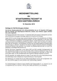 Medienmitteilungen 2010 - Staatsanwaltschaften - Kanton Zürich