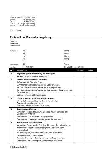 Protokoll der Baustellenbegehung - Gk-Engineering GmbH