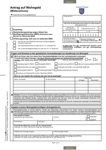 Antrag auf Wohngeld (Mietzuschuss) - Zentraler Thüringer ...