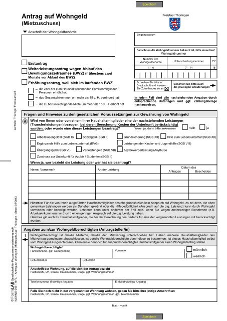 Wohngeldantrag Zum Ausdrucken Pdf