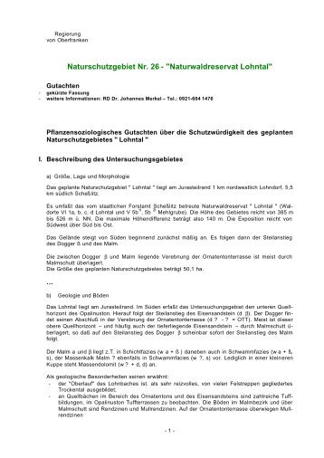Naturwaldreservat Lohntal - Regierung von Oberfranken