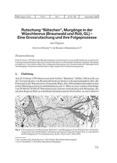 Rutschung “Bätschen”, Murgänge in der Wüechtenrus (Braunwald und