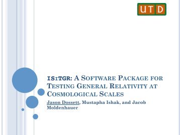 ISITGR: A SOFTWARE PACKAGE FOR TESTING GENERAL ...