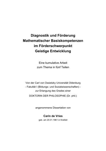 Diagnostik und Förderung Mathematischer Basiskompetenzen im ...