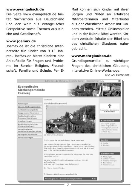 der evangelischen Kirchengemeinde Enzberg