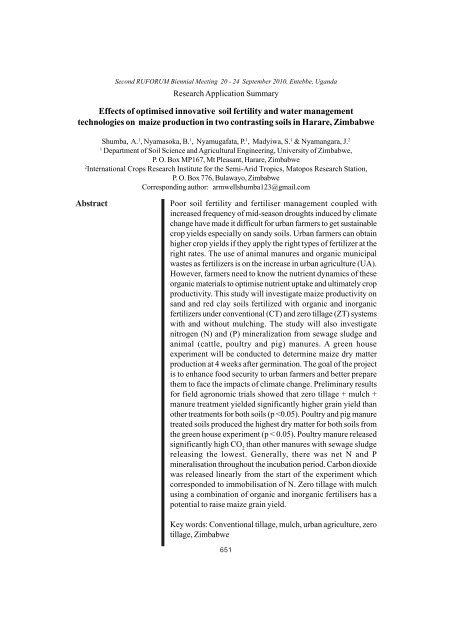Abstract Effects of optimised innovative soil fertility and water ...