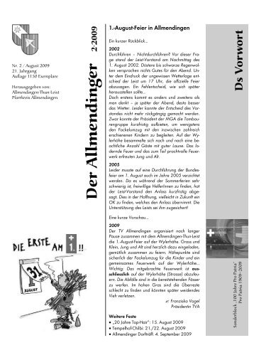 Ausgabe vom August 2009 - Allmendingen-Thun