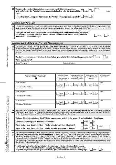 Antrag auf Wohngeld (Lastenzuschuss) - (Thüringen) - Zentraler ...