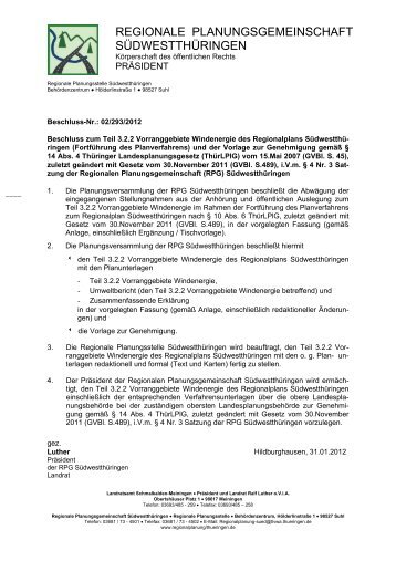 PV 02/293/2012 - Regionale Planungsgemeinschaften in Thüringen
