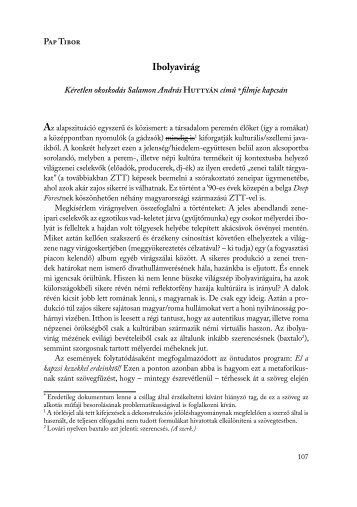 Ibolyavirág. Kéretlen okoskodás Salamon András Huttyán ... - EPA