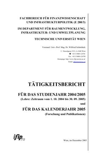 TÄTIGKEITSBERICHT - IFIP - Technische Universität Wien