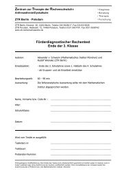 Förderdiagnostischer Rechentest Ende der 3. Klasse - ZTR