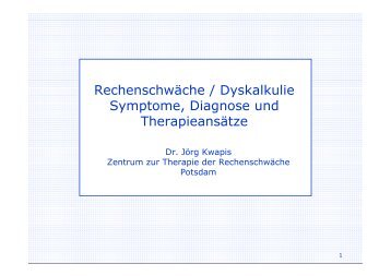 Rechenschwäche / Dyskalkulie Symptome, Diagnose und ... - ZTR