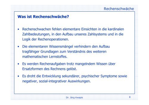 Rechenschwäche / Dyskalkulie Symptome, Diagnose und ... - ZTR