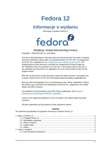 Informacje o wydaniu - Informacje o wydaniu Fedory 12 - Fedora