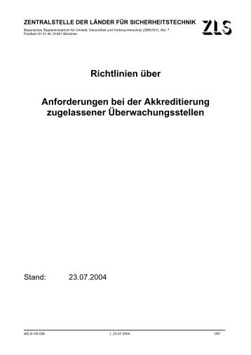 Richtlinien über Anforderungen bei der Akkreditierung ... - ZLS