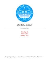 Theology II Syllabus 2012 - Elim Bible Institute