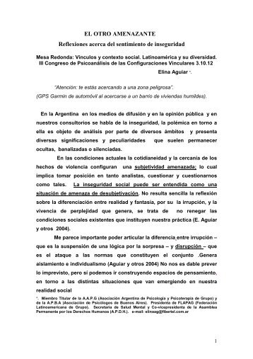 El Otro amenazante. Por Elina Aguiar - APDH