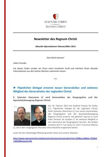 Newsletter des Regnum Christi