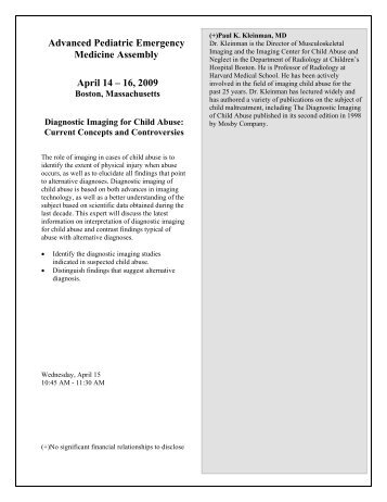 Kleinman Diagnostic Imaging of Child Abuse - New England ...