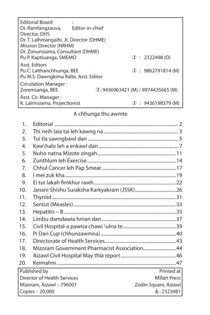 July 2012 A chhunga thu awmte 1. Editorial ... - Health Department