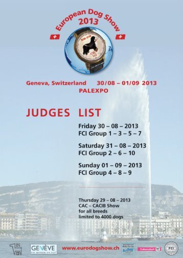 Judges list - European Dog Show 2013 / Geneva, Switzerland