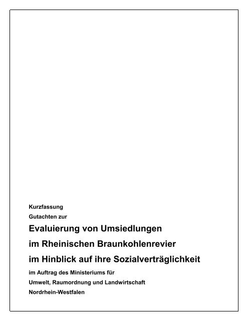 Kurzfassung Gutachten zur Evaluierung von ... - Bund NRW