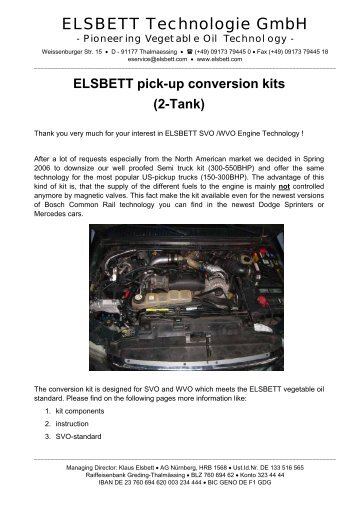 ELSBETT pick-up conversion kits