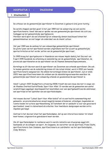 HOOFDSTUK 1 : INLEIDING - Gemeente Zaventem