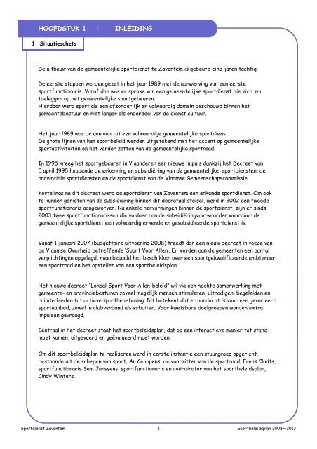 HOOFDSTUK 1 : INLEIDING - Gemeente Zaventem