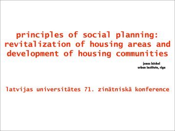 principles of social planning: revitalization of housing areas and ...