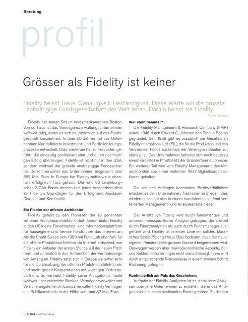 Investment Ideen (pdf) - Credit Suisse eMagazine - Deutschland