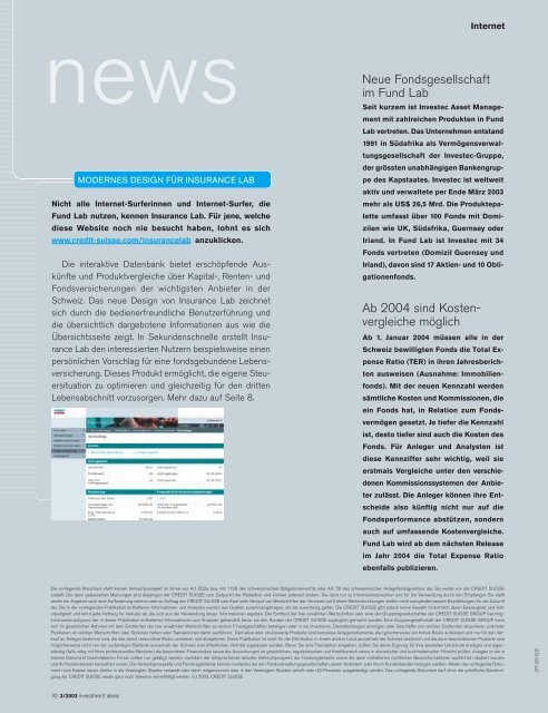 Investment Ideen (pdf) - Credit Suisse eMagazine - Deutschland