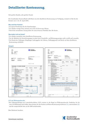 Detaillierter Kontoauszug. - Graubündner Kantonalbank