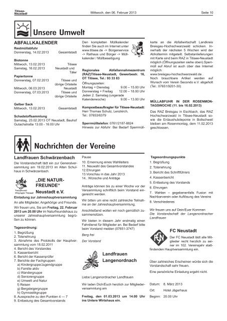 Amtsblatt Nr. 03 vom 06.02.2013 - Titisee-Neustadt