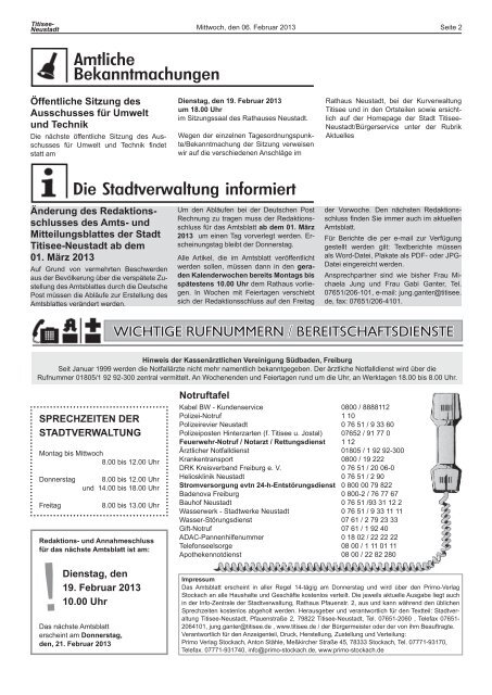 Amtsblatt Nr. 03 vom 06.02.2013 - Titisee-Neustadt