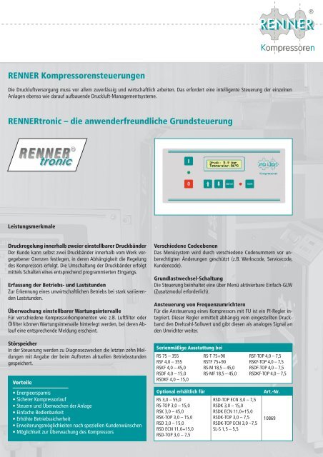 Download Prospekt Steuerungen - RENNER-Kompressoren