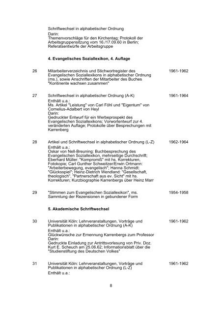 Professor D. Dr. Friedrich Karrenberg - Archiv der Evangelischen ...