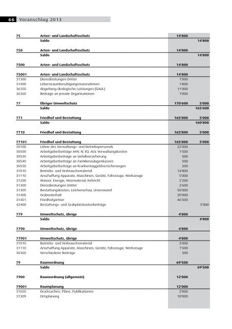 VORANSCHLAG 2013 - Gemeinde Gommiswald