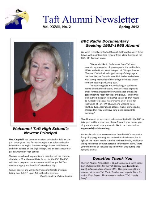 Taft Alumni Newsletter - Taftalumni.org