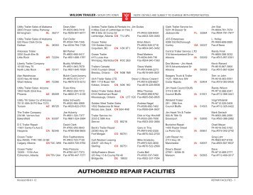 Authorized repair facilities - Wilson Trailer