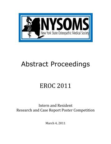 Abstract Proceedings EROC 2011 - New York Osteopathic Medical ...