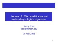 Lecture 15: Effect modification, and confounding in logistic regression