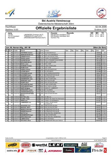 Österreichische Meisterschaft Langstrecke Saalfeld - Xc-Ski