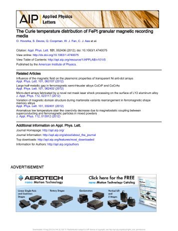 The Curie temperature distribution of FePt ... - University of York