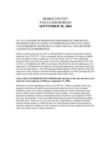 tax_claim_sale_list - Berks County